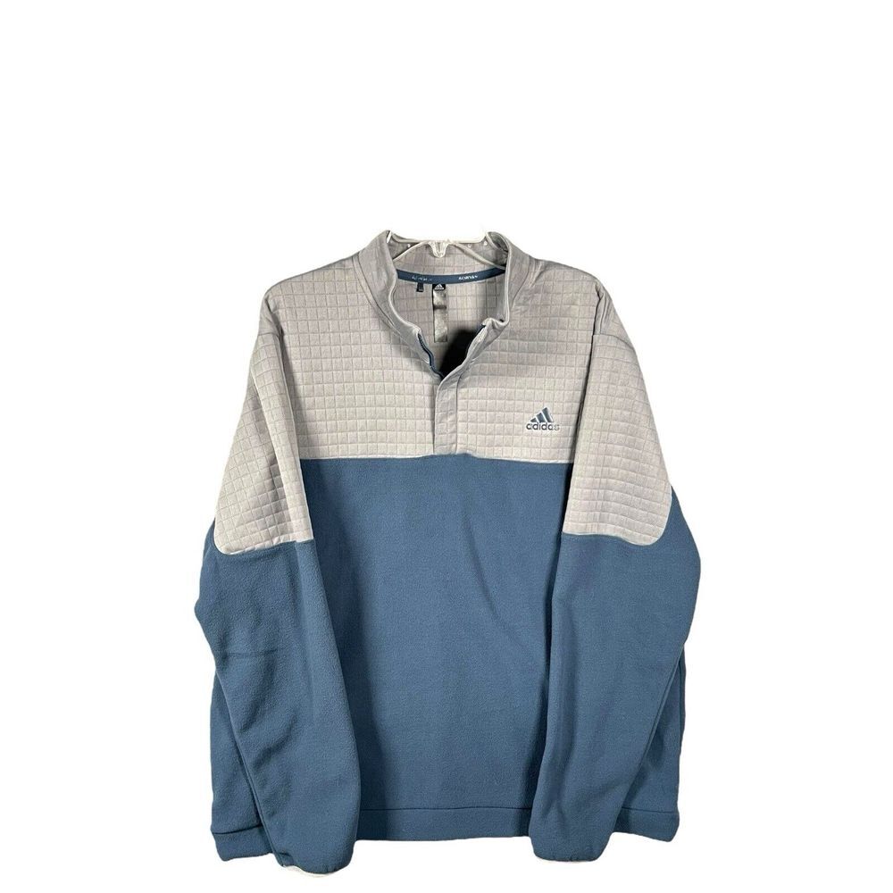 Adidas Quarter Zip Pullover Mens Size XXL Gray Blue Gold DWR Color Block Quilted